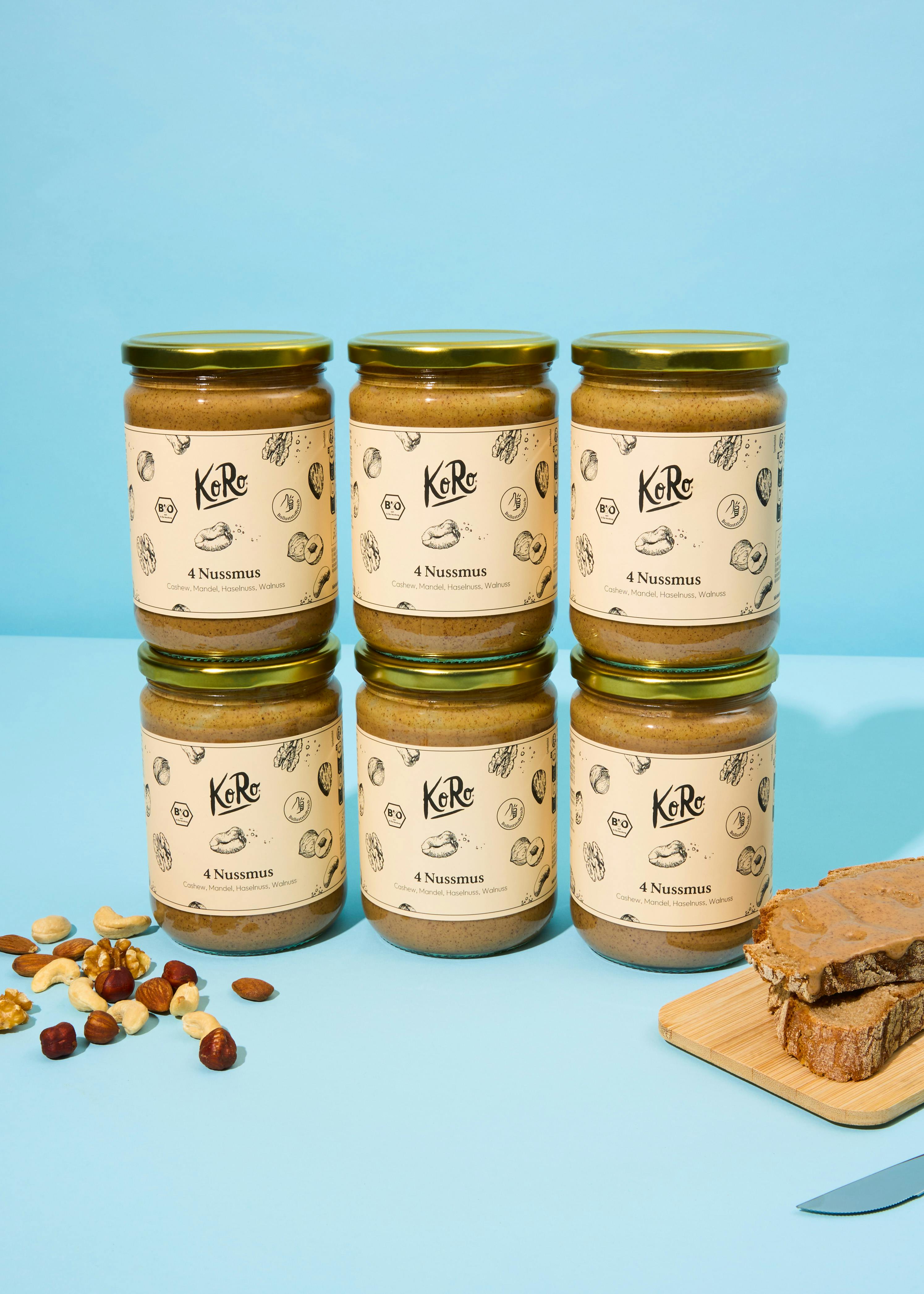 Bio 4 Nussmus aus Cashew, Mandel, Haselnuss und Walnuss 6 x 500 g