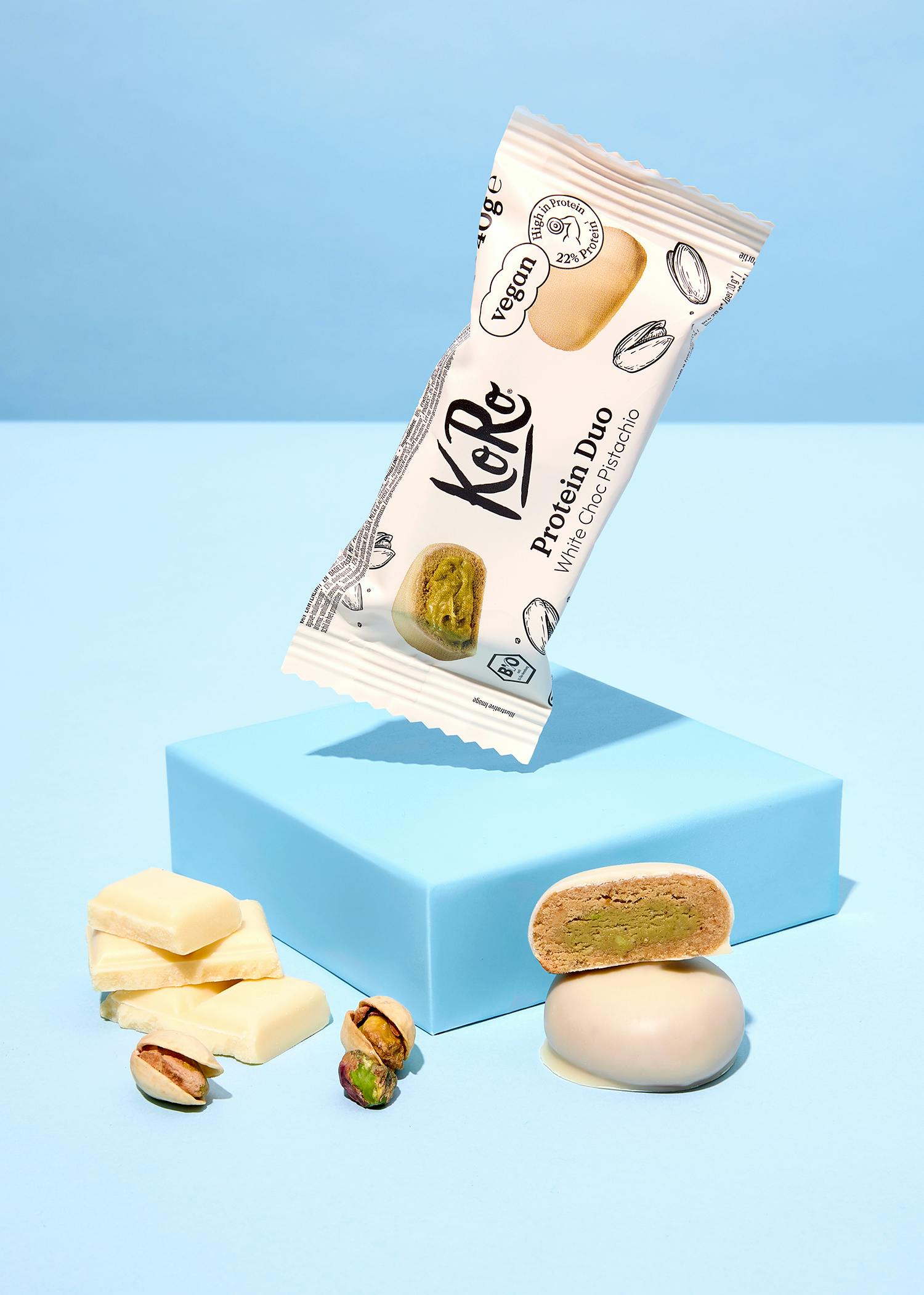 eine verpackte Kekse mit der Aufschrift protein duo