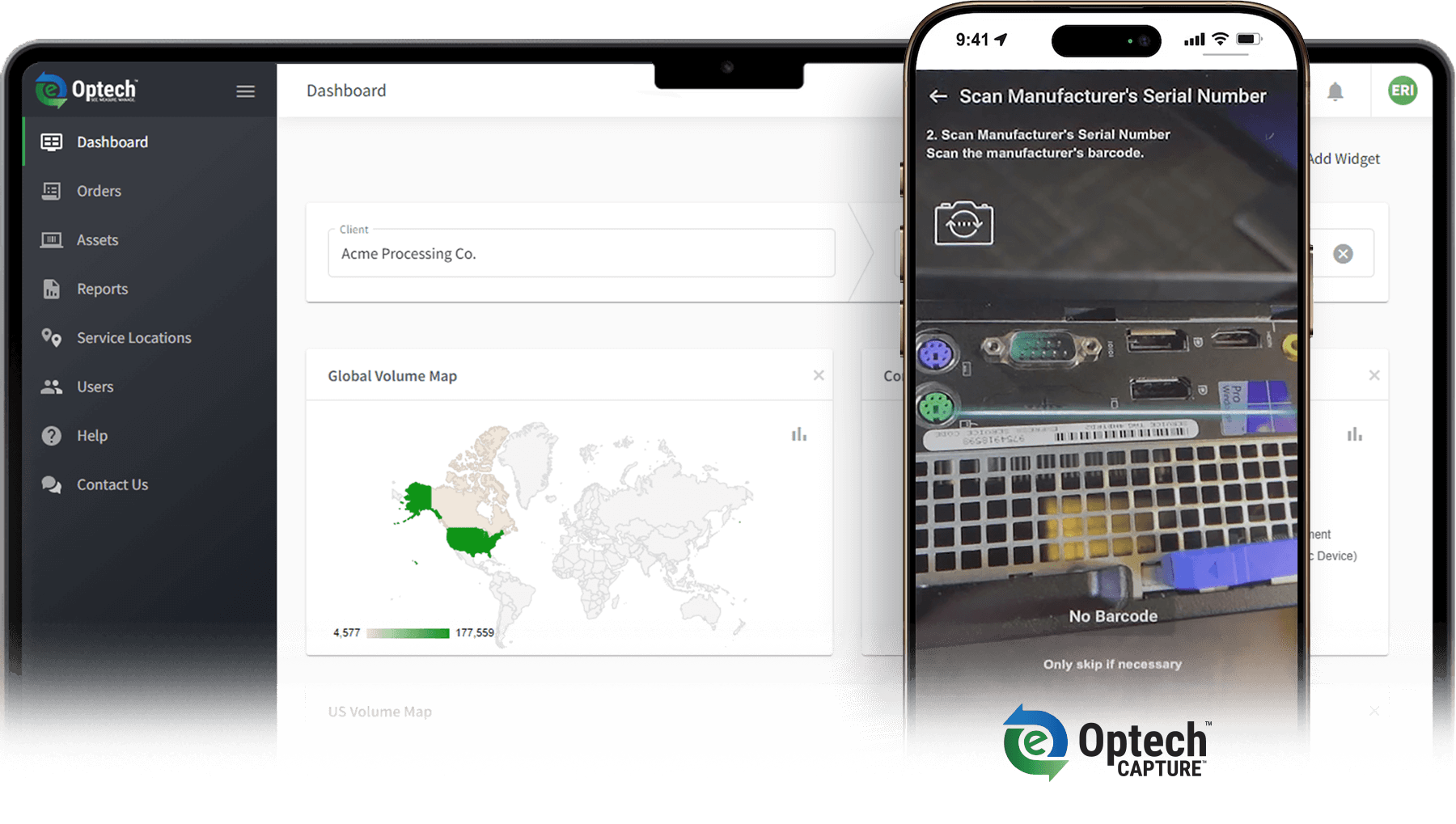 Screenshots of Optech and Optech Capture